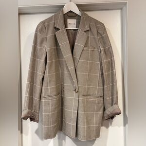 Madewell Women’s Plaid Houndstooth Blazer - Size M - Tan/Brown